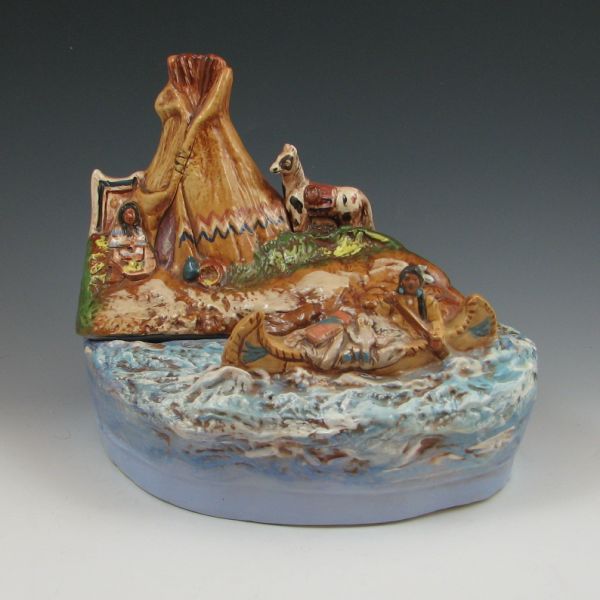 Rick Wisecarver cookie jar with a scene