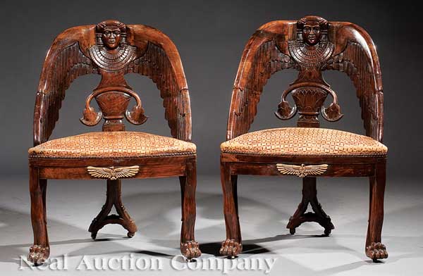 A Pair of Egyptian Revival Carved