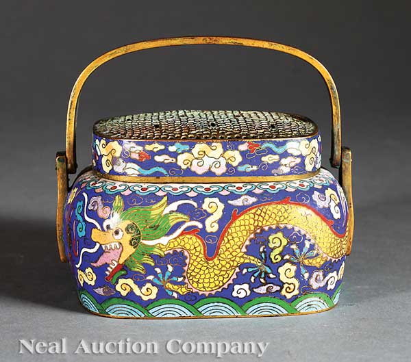 A Chinese Cloisonné Enamel Hand Warmer and