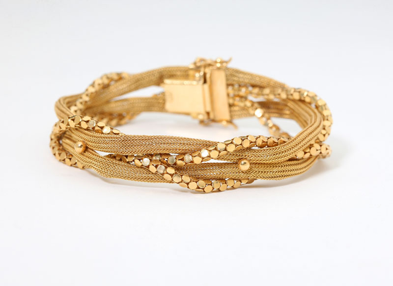 18K yellow gold weave and chain 142917