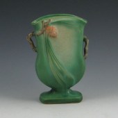 Roseville Pine Cone vase in green. Marked