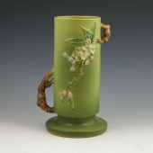 Roseville Apple Blossom vase in green.