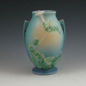 Roseville Thornapple vase in blue. Marked