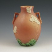 Roseville Primrose vase in rusty brown.
