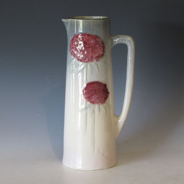 Weller Etna pitcher with carnations. Marked