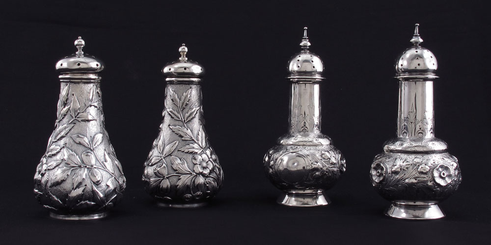 4 PC STERLING REPOUSSE SALT AND 145f97
