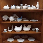 LARGE COLLECTION OF OPAQUE MILK GLASS: