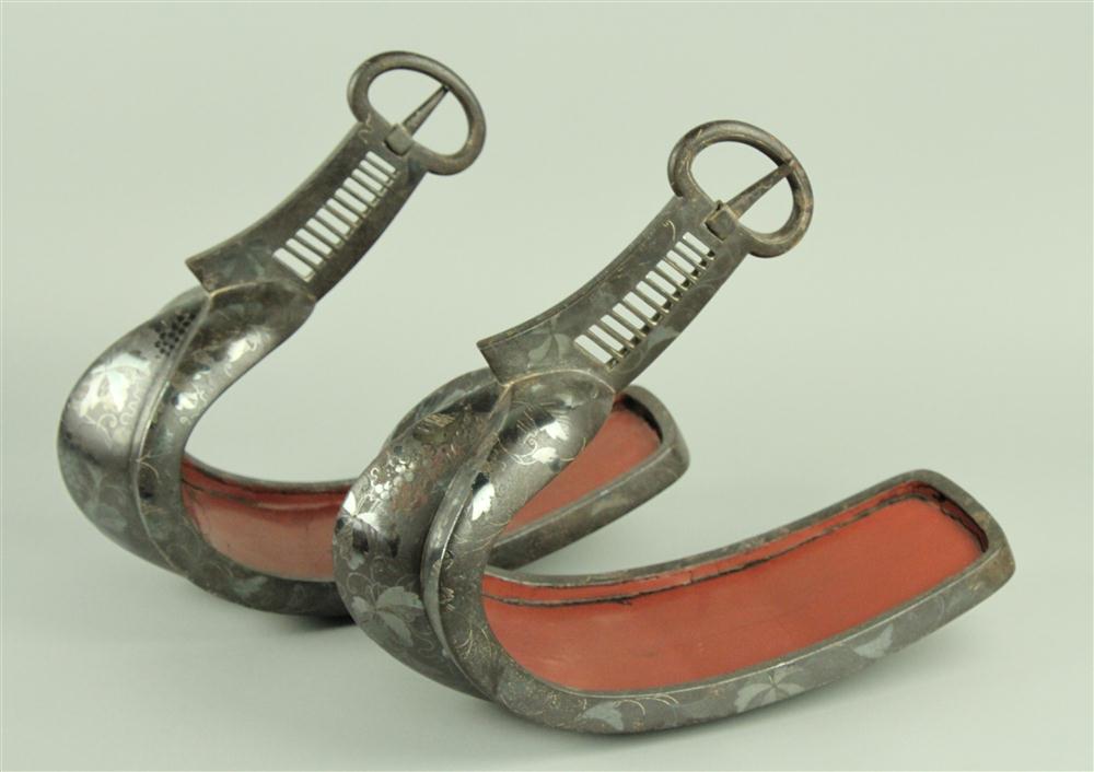 PAIR OF JAPANESE SAMURAI SILVERED AND LACQUERED