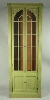 FEDERAL STYLE TALL GREEN PAINTED CABINET