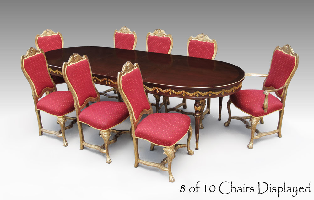 10 ITALIAN GILT DINING CHAIRS AND 1464e8