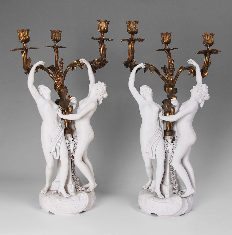 PAIR FRENCH GILT BRONZE AND PARIAN 146521