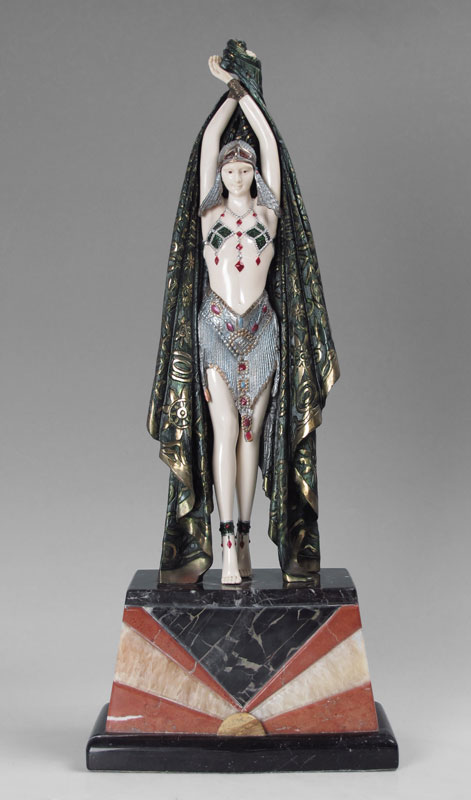 PAINTED ART DECO BRONZE AND IVORY 14665b