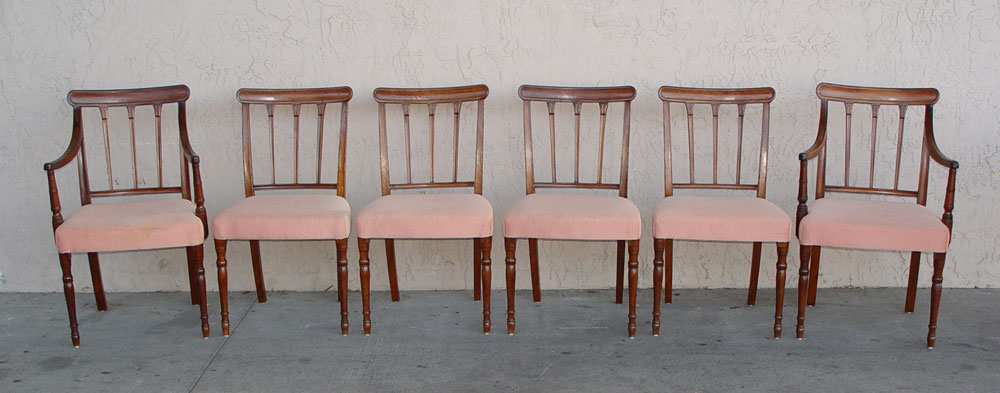 6 ENGLISH REGENCY DINING CHAIRS: Suite of