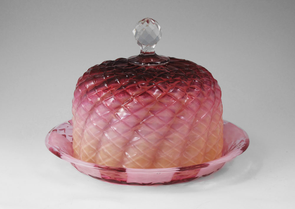 ART GLASS CHEESE DOME AND TRAY  146969