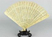 TWO CHINESE EXPORT CARVED IVORY FANS