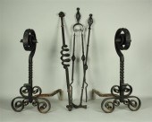 ARTS AND CRAFTS WROUGHT IRON ANDIRON