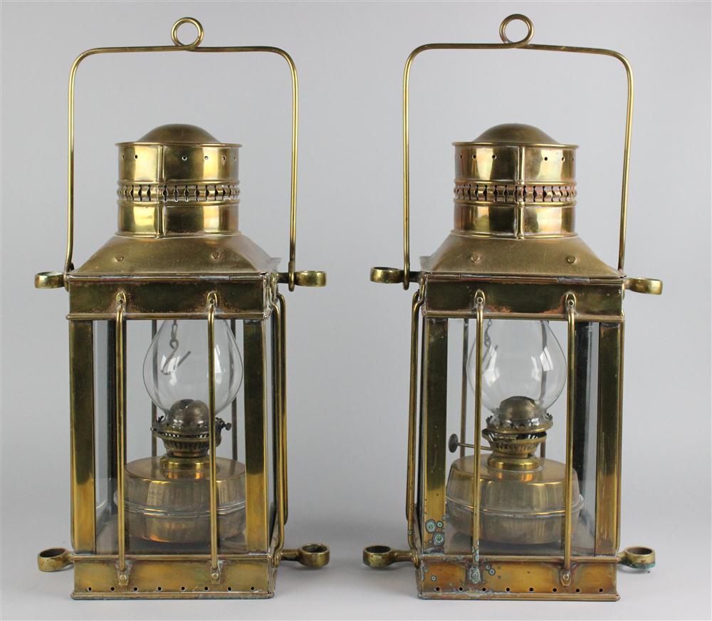 TWO DAVEY CO BRASS LANTERNS with 146d7d