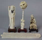 THREE CHINESE IVORY CARVINGS QING DYNASTY