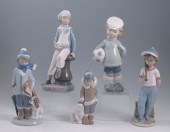 5 LLADRO BOYS: Glazed figurines to include