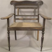 ANGLO-INDIAN CANED CALAMANDER ARMCHAIR
