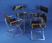 1970S CHROME AND GLASS TOP DINING TABLE