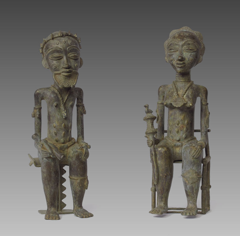 AFRICAN SEATED BRONZE ROYAL FIGURES
