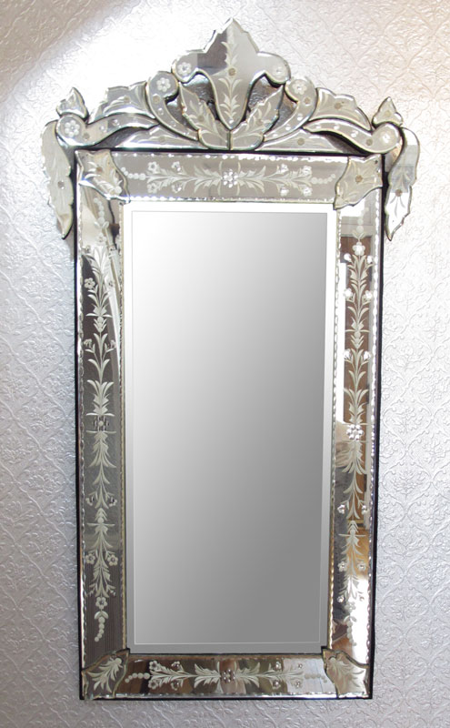 VENETIAN ETCHED GLASS WALL MIRROR  14560b
