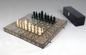 IVORY CHESS SET WITH INLAID BOX: Complete