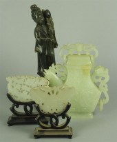 FOUR CHINESE HARDSTONE CARVINGS including