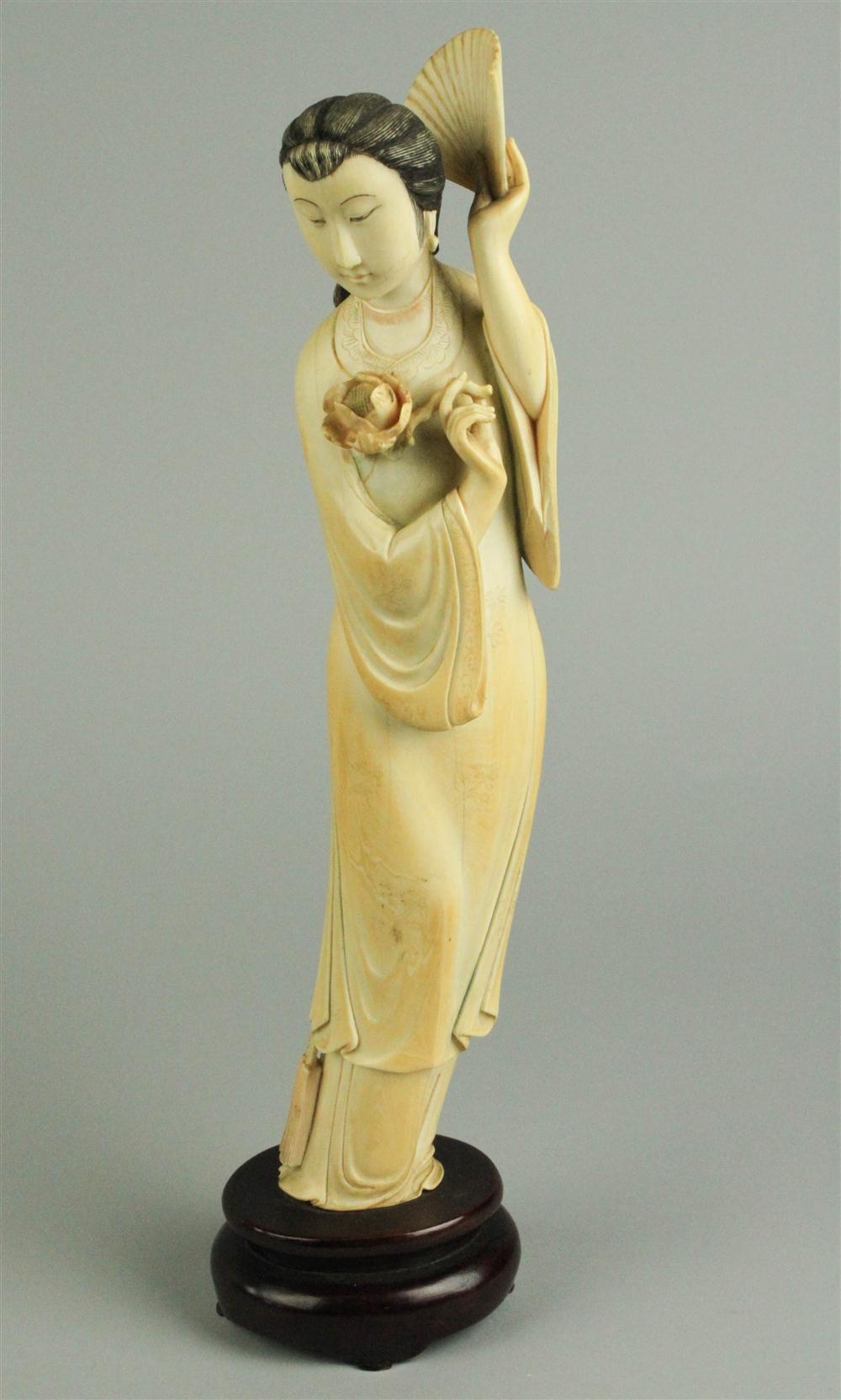 CHINESE IVORY FIGURE OF A MEIREN
