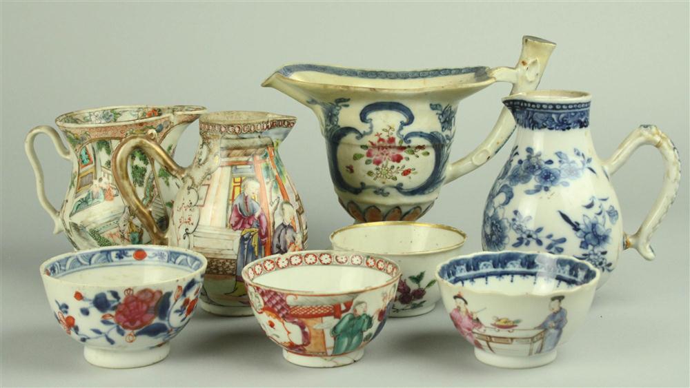 COLLECTION OF CHINESE EXPORT CUPS AND MILK
