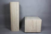TRAVERTINE MARBLE CUBE ON CASTERS 148304