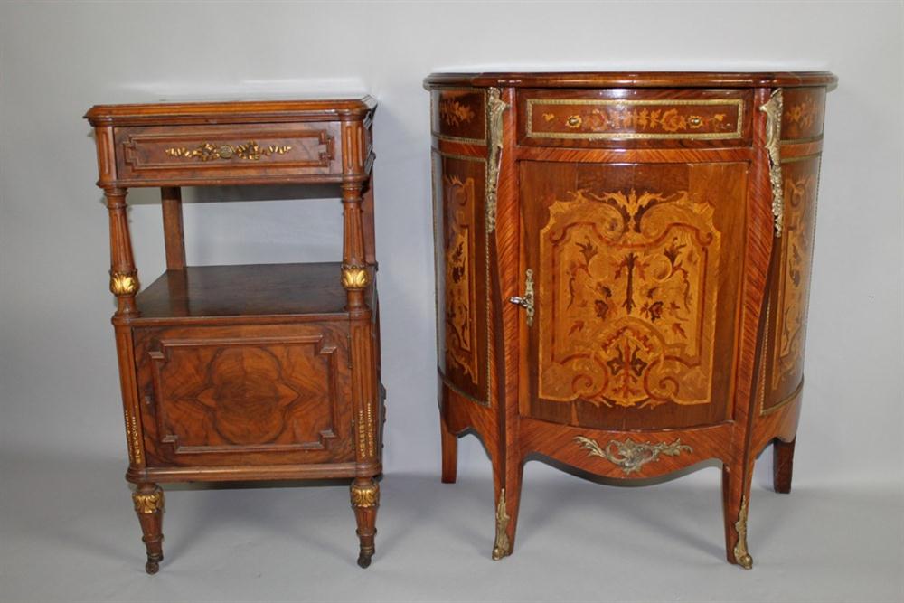 LOUIS XV STYLE INLAID TULIPWOOD MARQUETRY
