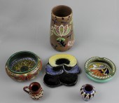 SIX CONTINENTAL POTTERY PIECES AND TWELVE