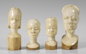 4 PIECE CARVED AFRICAN IVORY BUSTS: