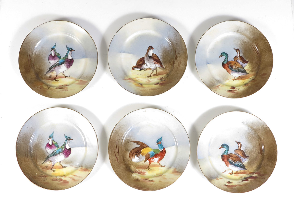 6 LIMOGES HAND PAINTED GAME PLATES  148471