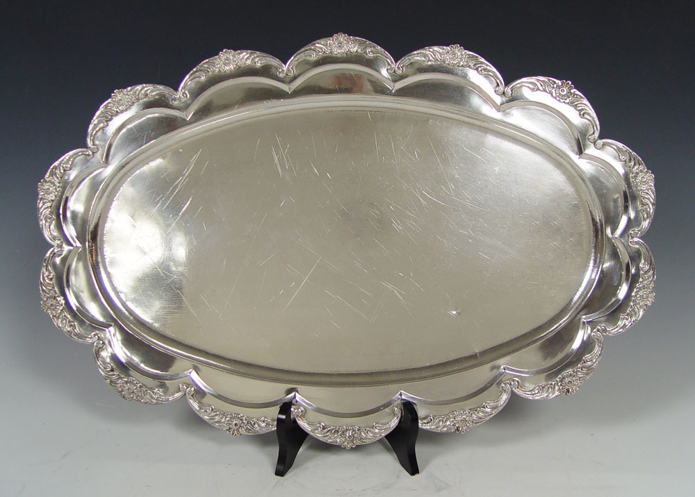 LARGE CAYCIA STERLING SILVER PLATTER: Embossed