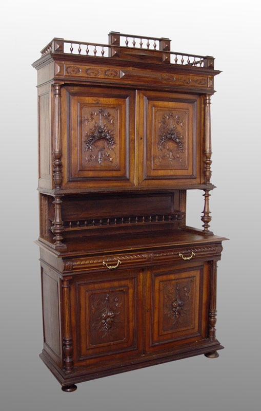 LATE 19TH C CARVED WALNUT COURT 14858f