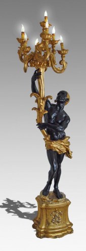 CARVED AND GILT WOOD BLACKAMOOR TORCHIERE