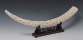CARVED IVORY ELEPHANT TUSK: Carved in