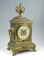 JAPY FRERES FRENCH BRASS MANTLE CLOCK: