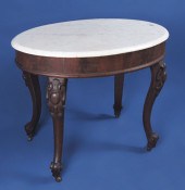MARBLE TOP VICTORIAN PARLOR TABLE: White
