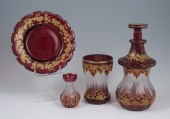 FINE EARLY BOHEMIAN 4 PIECE GILT DECORATED