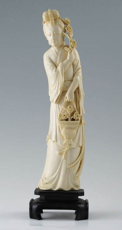 CARVED IVORY FIGURAL MAIDEN TUSK  148f40