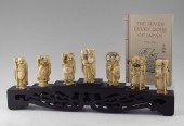 7 PIECE CARVED IVORY LUCKY GODS WITH