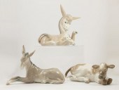 LLADRO PORCELAIN FIGURINES COW AND DONKEYS: