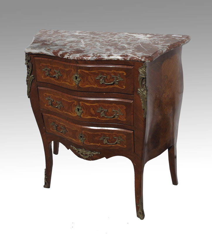 FRENCH MARBLE TOP INLAID THREE 14928b