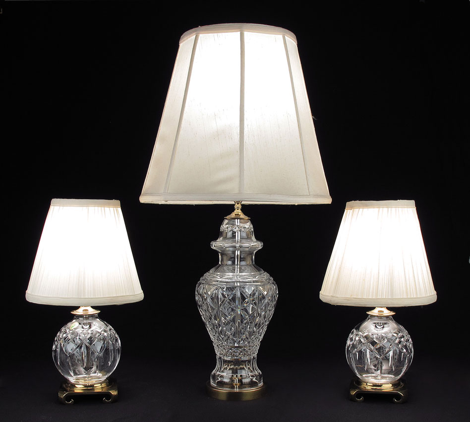 3 WATERFORD CRYSTAL LAMPS Pair 1494e8
