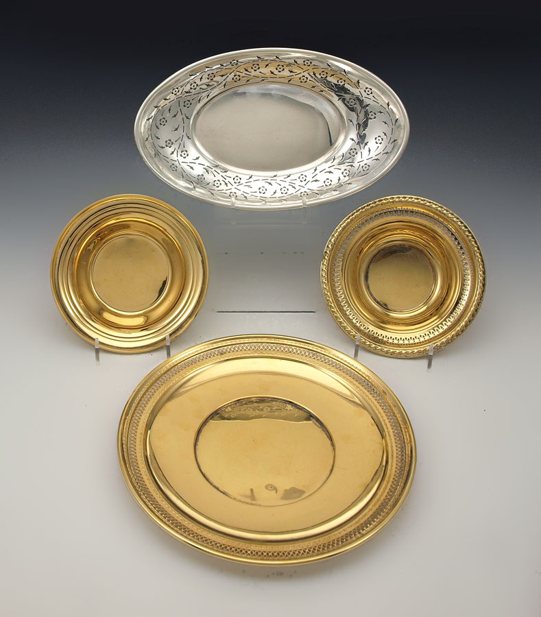 4 PIECE RETICULATED STERLING TRAYS  14973a