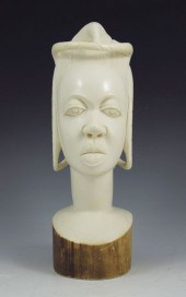AFRICAN CARVED IVORY PORTRAIT BUST: